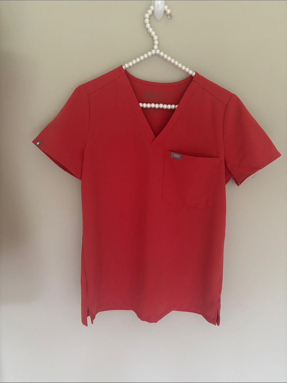 Figs Women's V-Neck Scrub Top in coral